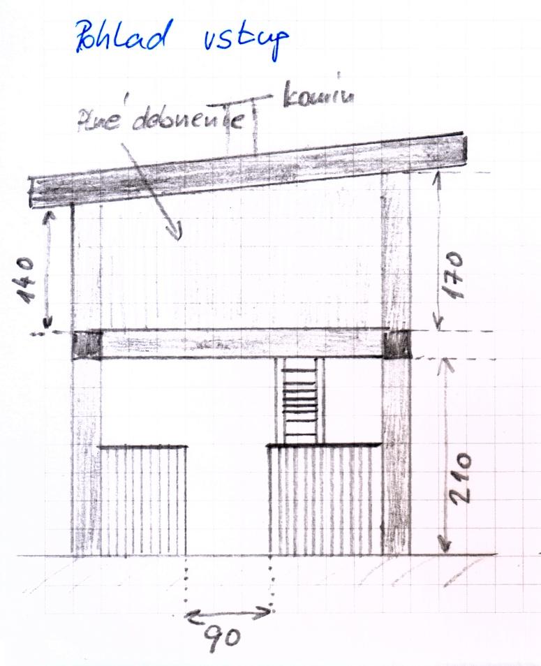 Náčrt útulne - pohľad vstup