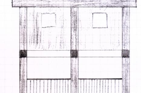 Náčrt útulne - pohľad zpredu